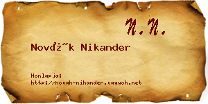 Novák Nikander névjegykártya